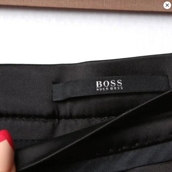 Hugo Boss Satin Straight Leg Dress Pants Black Trousers Party Fancy Classic - Picture 8 of 16